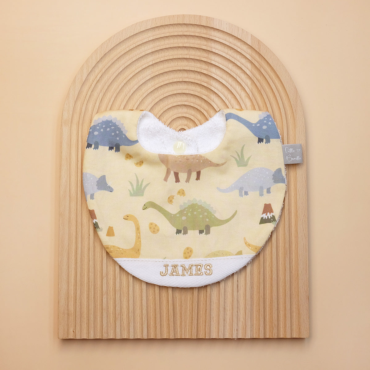 Handmade Cotton Bib (Dinosaur - Yellow) - Hong Kong Artisan Crafted