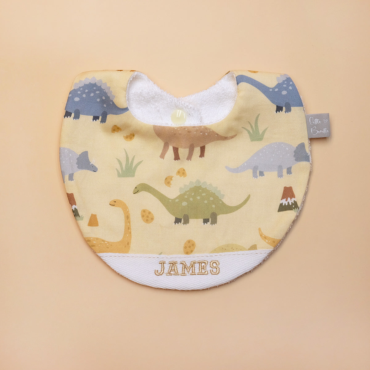 Handmade Cotton Bib (Dinosaur - Yellow) - Hong Kong Artisan Crafted