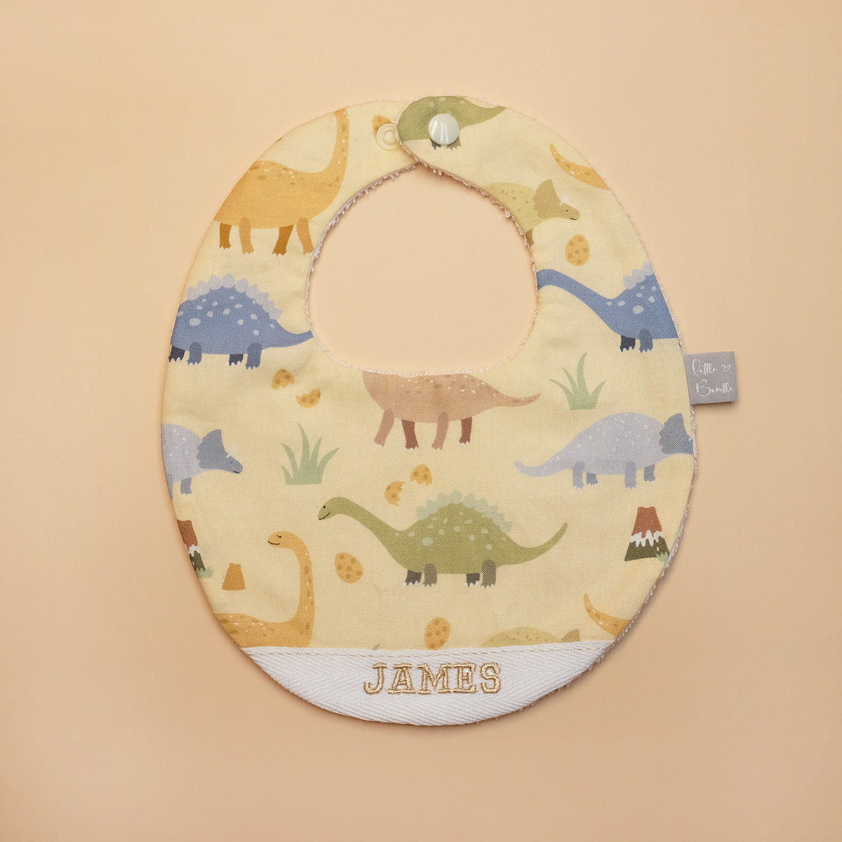 Handmade Cotton Bib (Dinosaur - Yellow) - Hong Kong Artisan Crafted