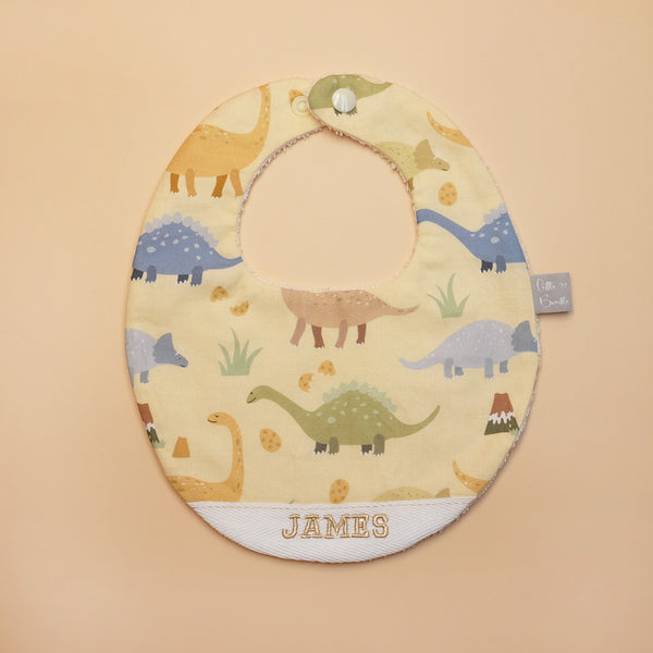 Handmade Cotton Bib (Dinosaur - Yellow) - Hong Kong Artisan Crafted