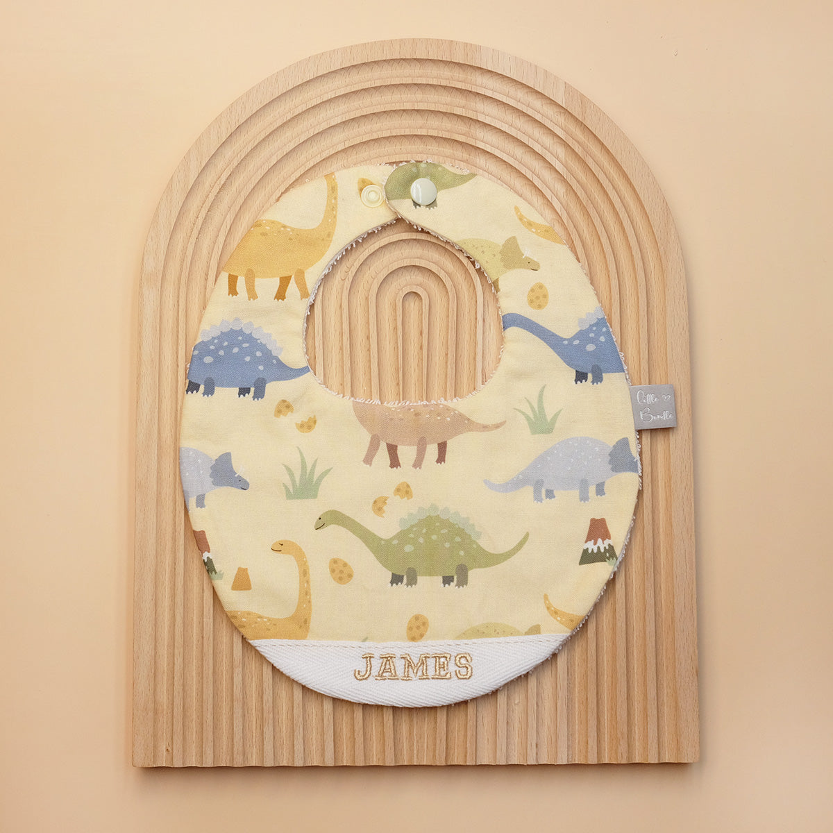 Handmade Cotton Bib (Dinosaur - Yellow) - Hong Kong Artisan Crafted