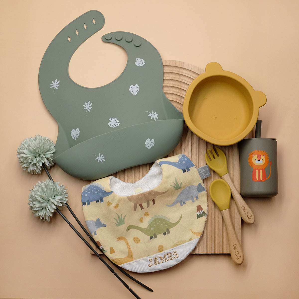 Handmade Cotton Bib (Dinosaur - Yellow) - Hong Kong Artisan Crafted