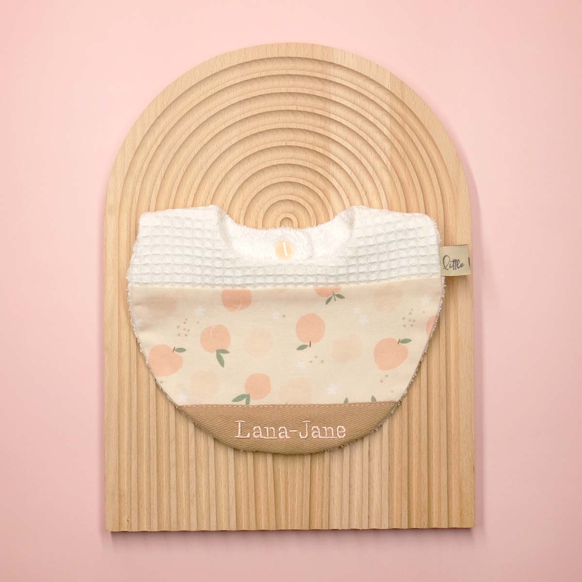 Handmade Cotton Bib (Peach x Multi-fabric) - Hong Kong Artisan Crafted
