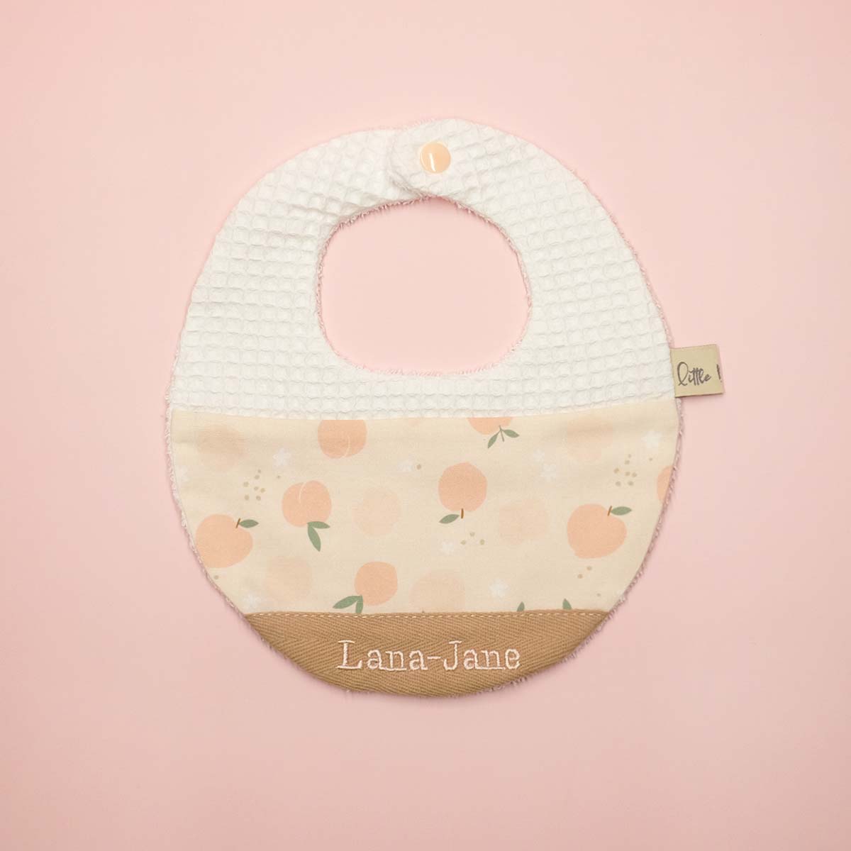 Handmade Cotton Bib (Peach x Multi-fabric) - Hong Kong Artisan Crafted