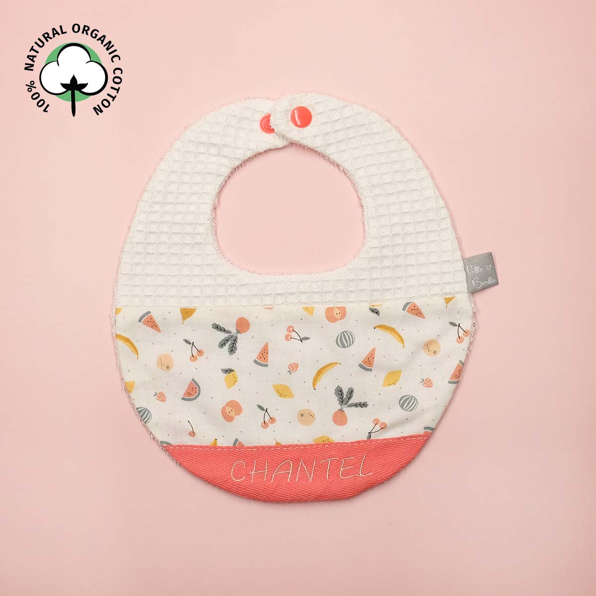 Handmade Cotton Bib (Fruit Punch with Organic Cotton  x Multi Fabric) - Hong Kong Artisan Crafted