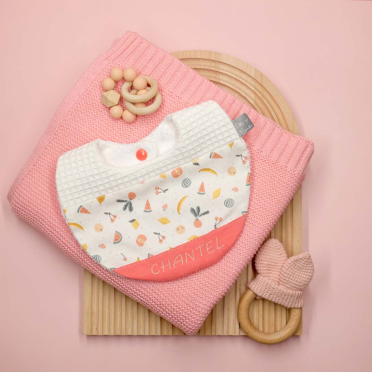 Handmade Cotton Bib (Fruit Punch with Organic Cotton  x Multi Fabric) - Hong Kong Artisan Crafted