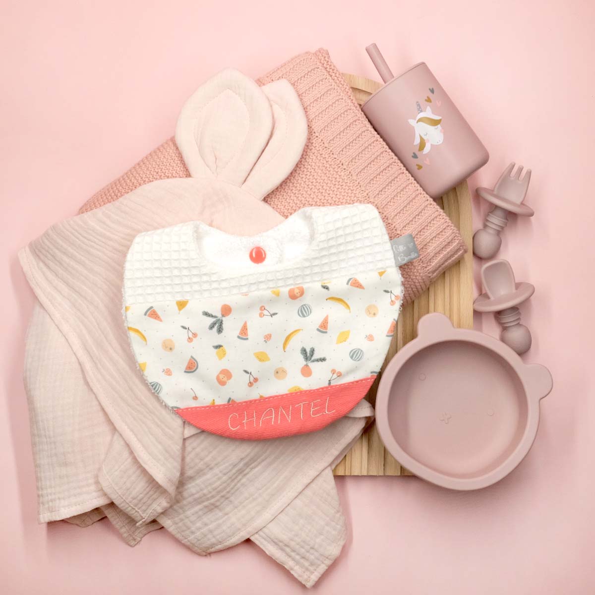 Handmade Cotton Bib (Fruit Punch with Organic Cotton  x Multi Fabric) - Hong Kong Artisan Crafted
