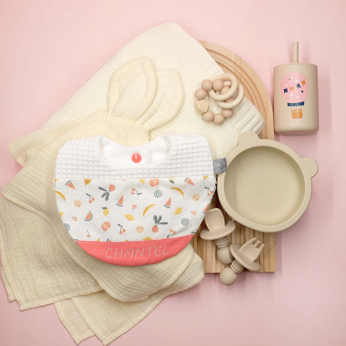 Handmade Cotton Bib (Fruit Punch with Organic Cotton  x Multi Fabric) - Hong Kong Artisan Crafted
