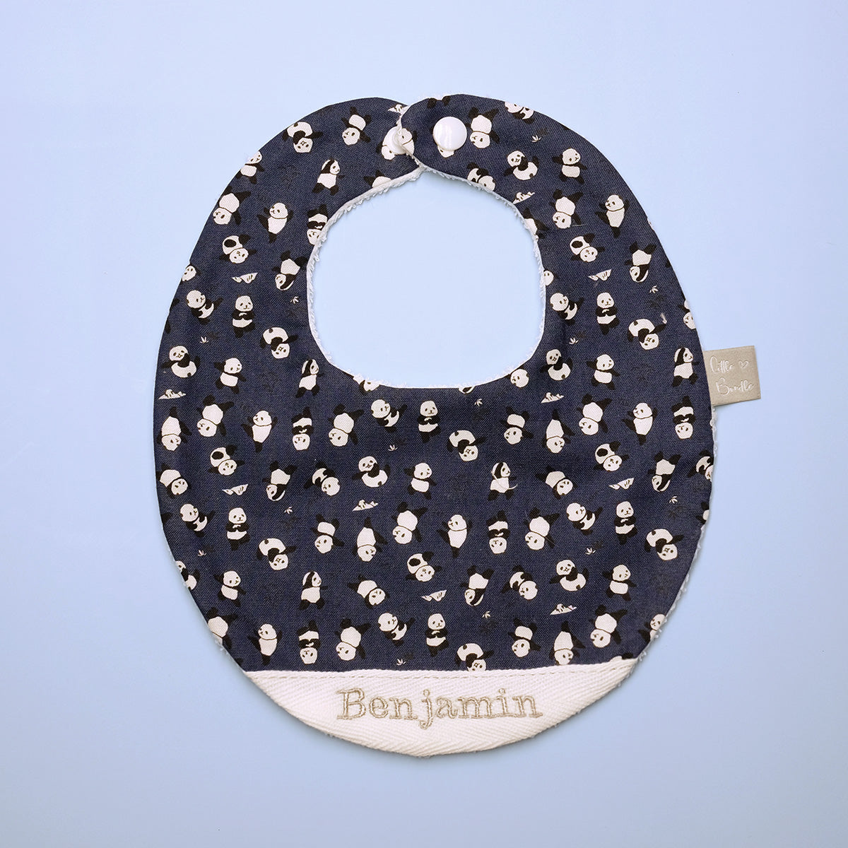 Handmade Cotton Bib (Panda - Navy)
