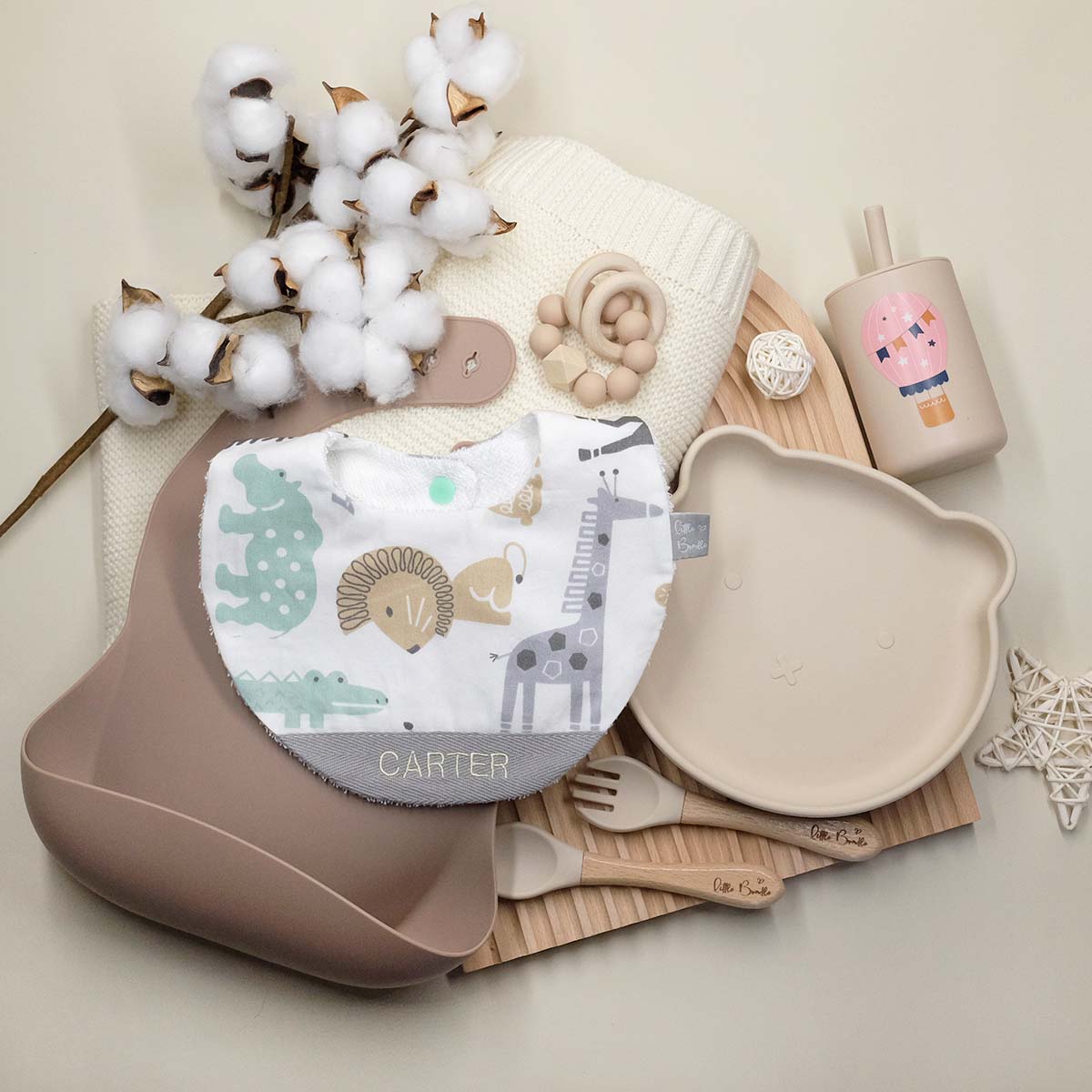 Handmade Cotton Bib (Safari) - Hong Kong Artisan Crafted