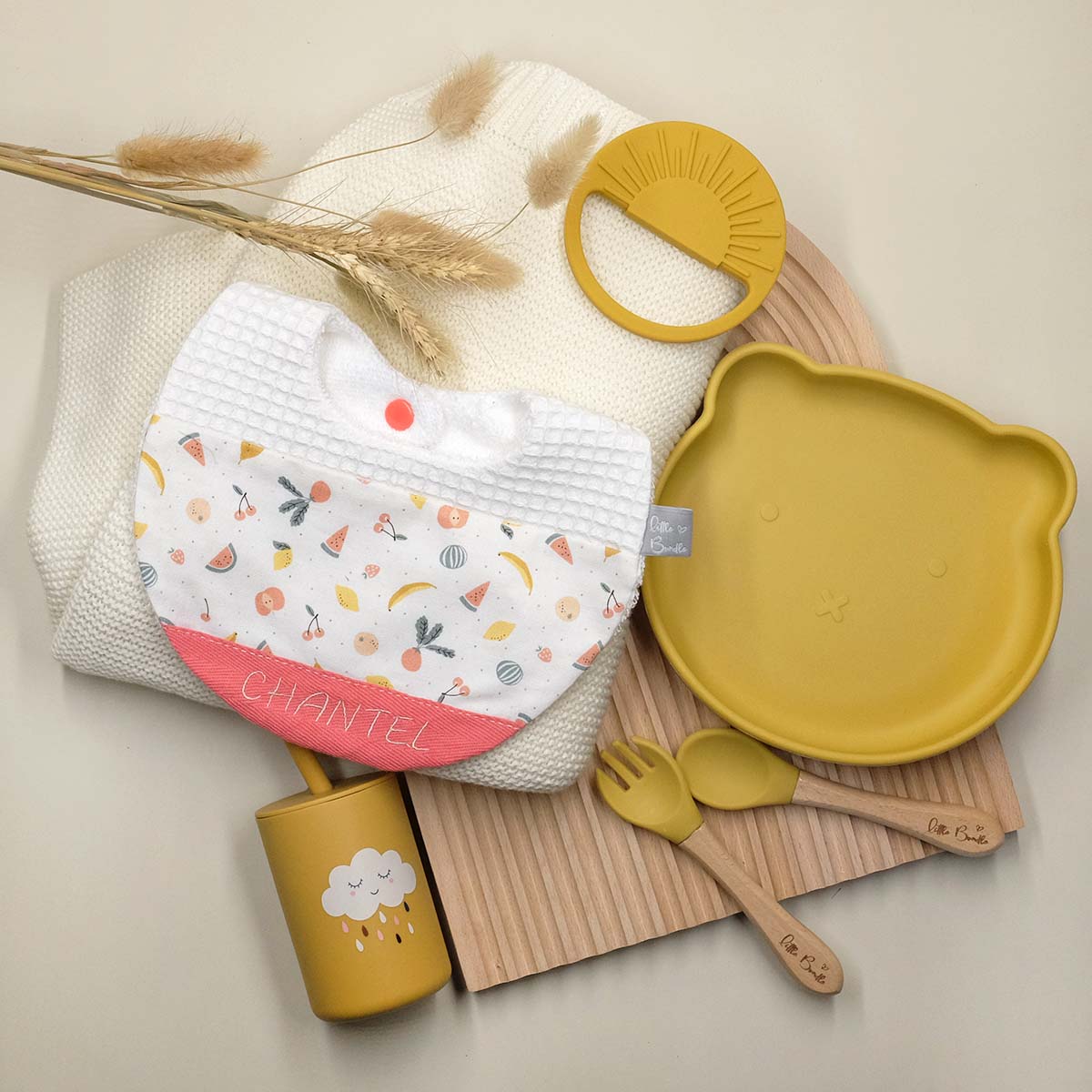 Handmade Cotton Bib (Fruit Punch with Organic Cotton  x Multi Fabric) - Hong Kong Artisan Crafted