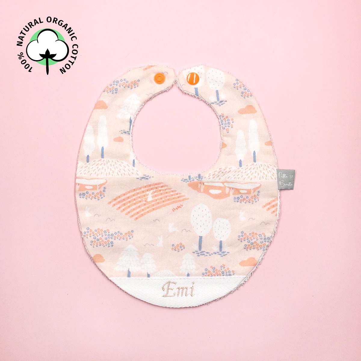 Handmade Cotton Bib (Japanese Garden with Organic Cotton) - Hong Kong Artisan Crafted