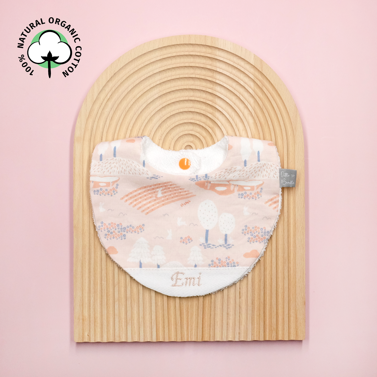 Handmade Cotton Bib (Japanese Garden with Organic Cotton) - Hong Kong Artisan Crafted