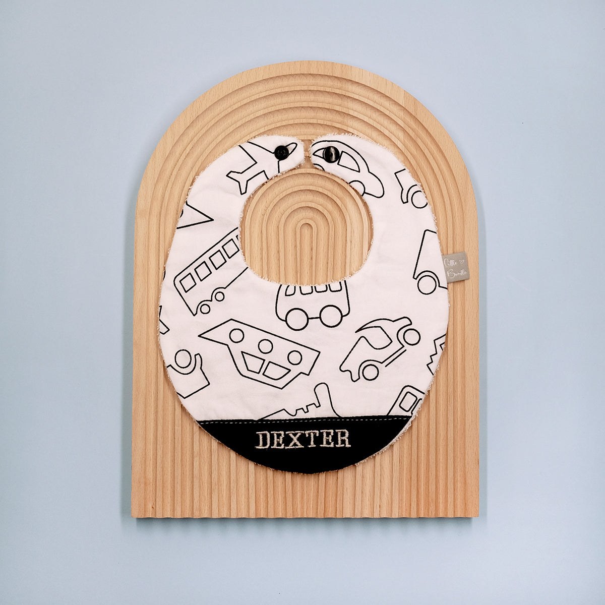 Handmade Cotton Bib (Mono Cars) - Hong Kong Artisan Crafted