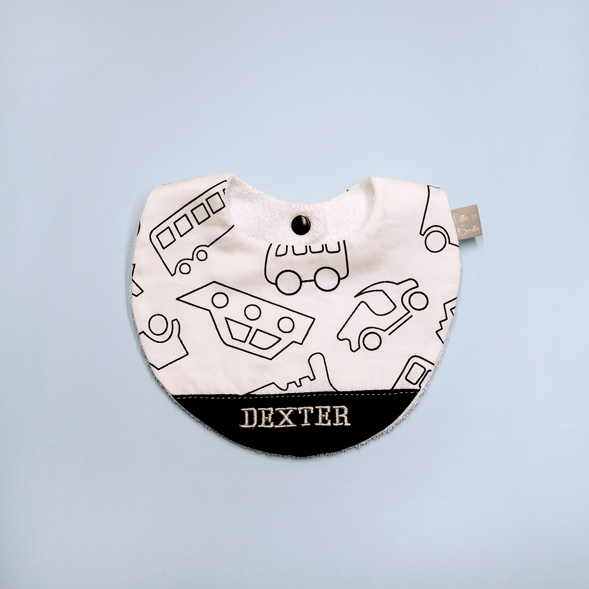 Handmade Cotton Bib (Mono Cars) - Hong Kong Artisan Crafted