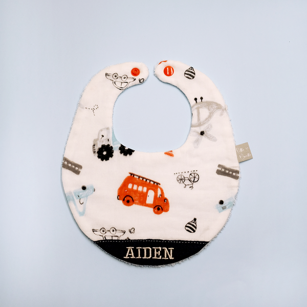 Handmade Cotton Bib (Toy Cars) - Hong Kong Artisan Crafted