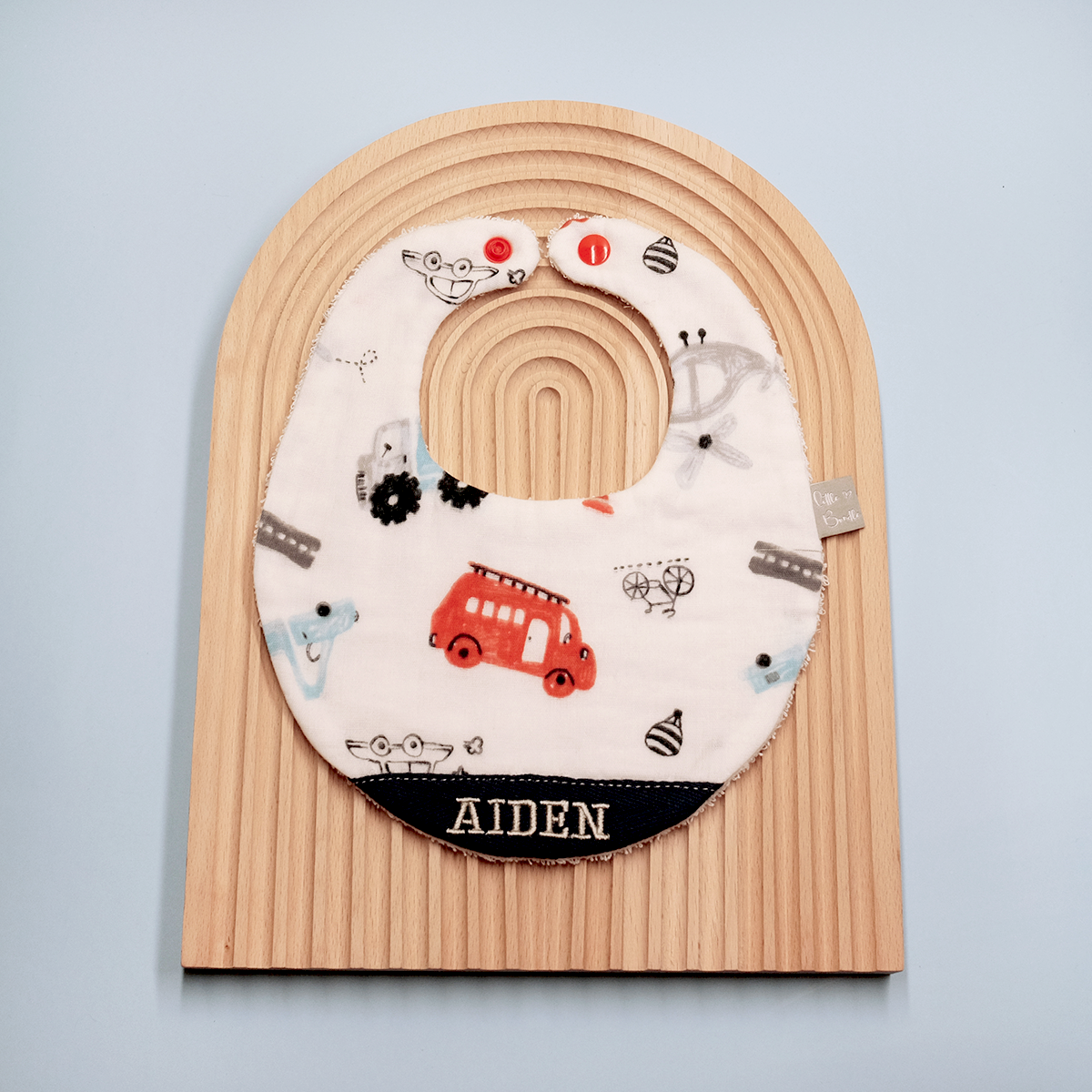 Handmade Cotton Bib (Toy Cars) - Hong Kong Artisan Crafted