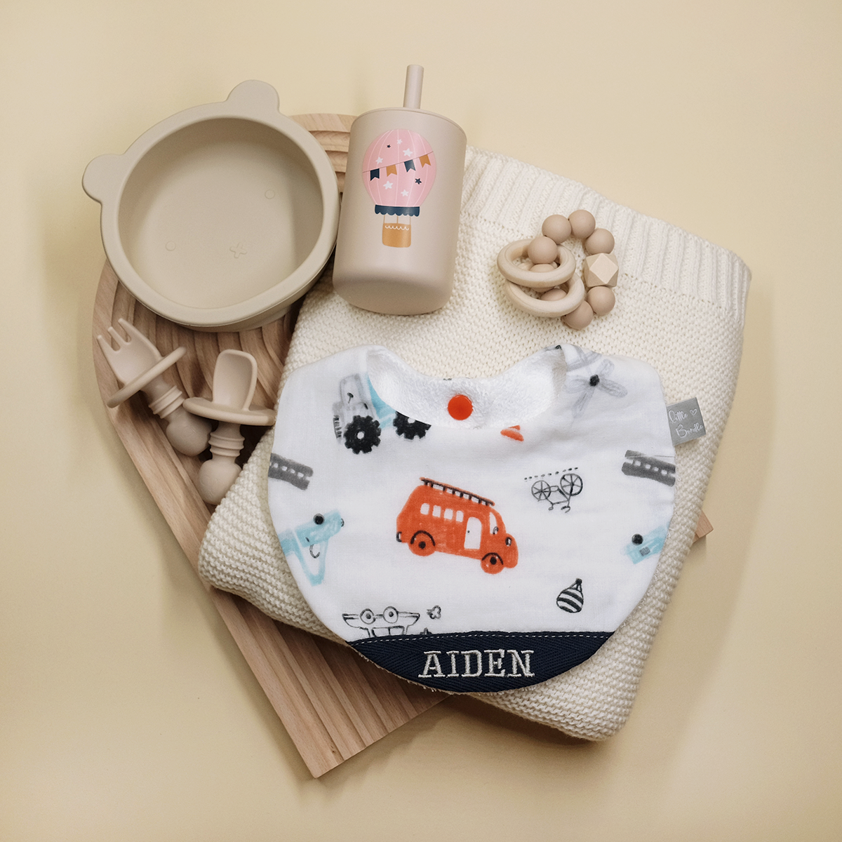 Handmade Cotton Bib (Toy Cars) - Hong Kong Artisan Crafted