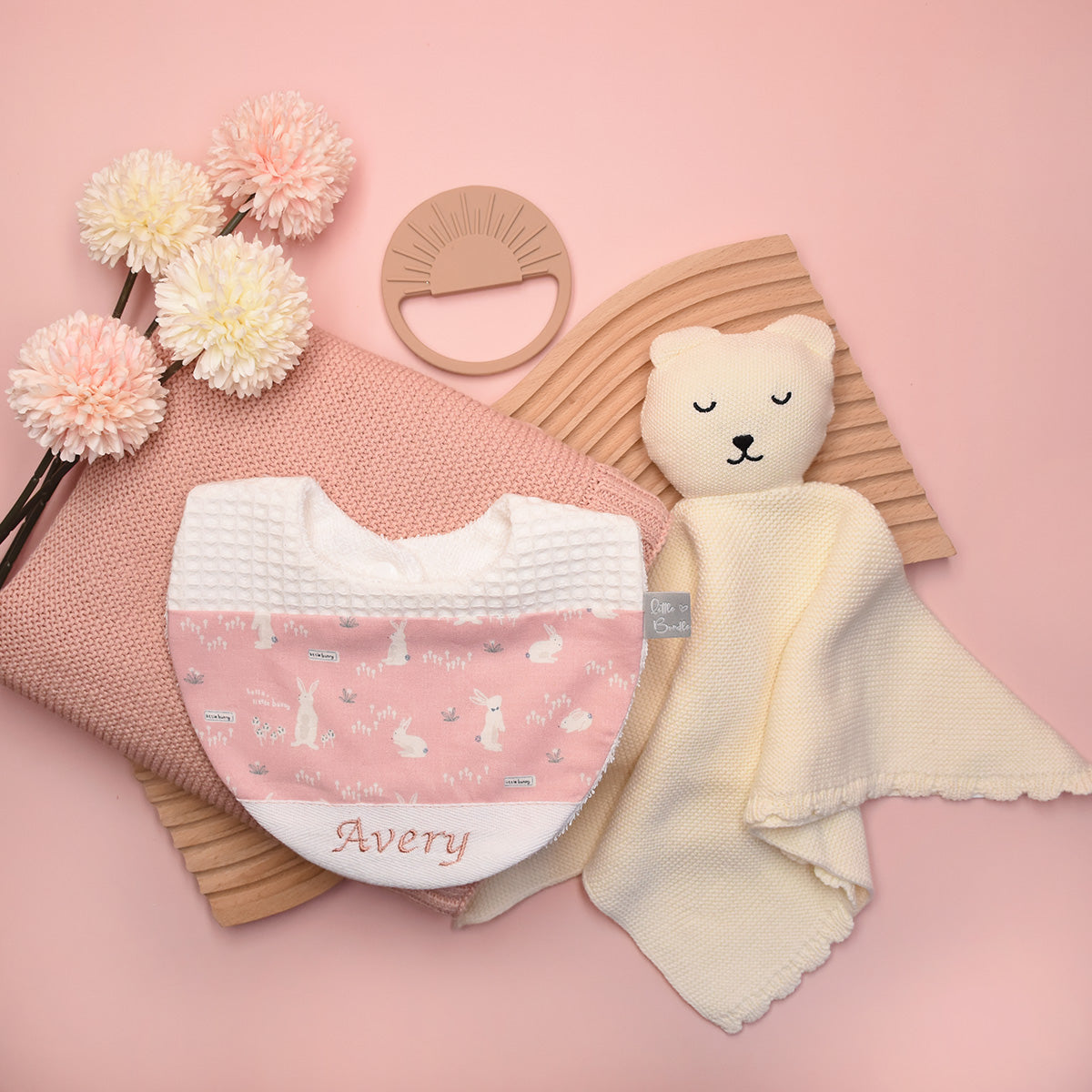 Handmade Cotton Bib (HoneyBun Pink x White) - Hong Kong Artisan Crafted