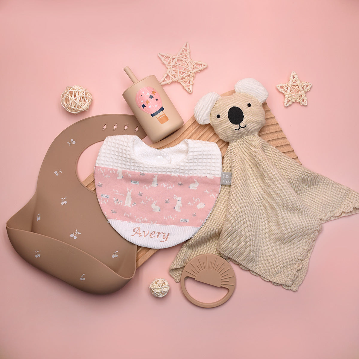Handmade Cotton Bib (HoneyBun Pink x White) - Hong Kong Artisan Crafted