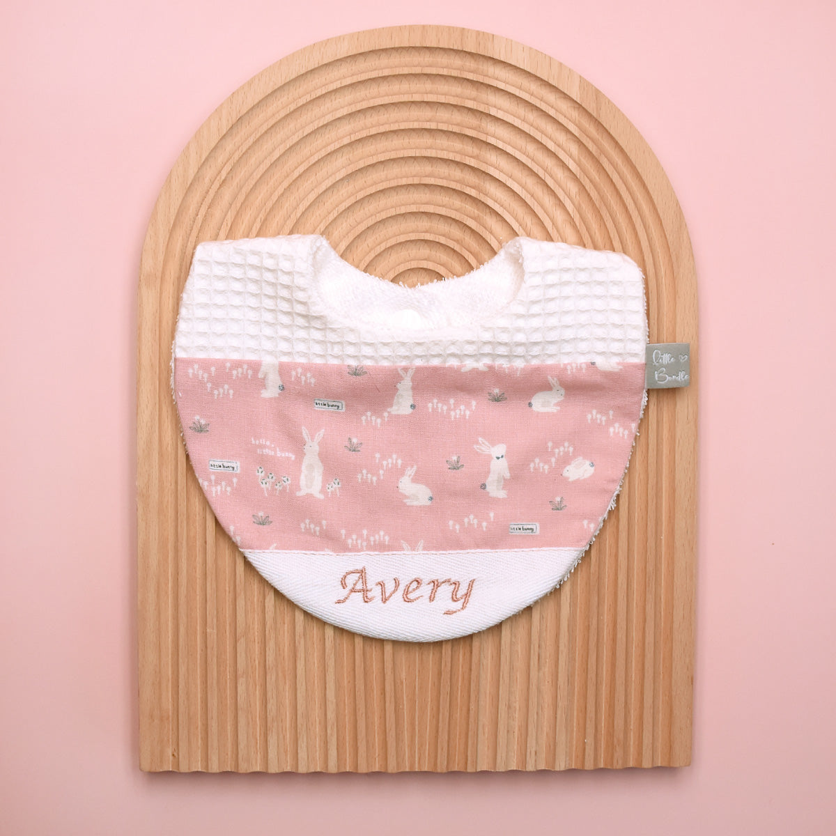 Handmade Cotton Bib (HoneyBun Pink x White) - Hong Kong Artisan Crafted