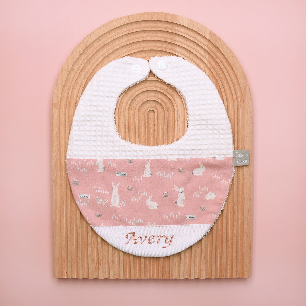 Handmade Cotton Bib (HoneyBun Pink x White) - Hong Kong Artisan Crafted