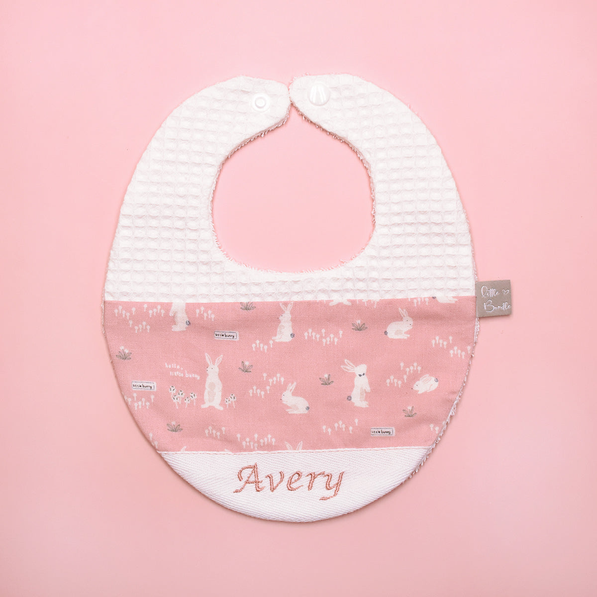 Handmade Cotton Bib (HoneyBun Pink x White) - Hong Kong Artisan Crafted